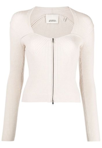 ISABEL MARANT Zelie ribbed zip-up cardigan - Brown