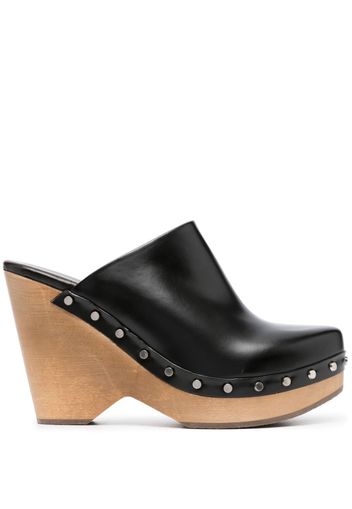 ISABEL MARANT 110mm wedge-heel leather clogs - Black