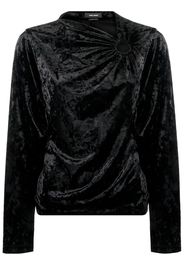 Isabel Marant crushed-velvet long-sleeve top - Black