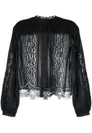 ISABEL MARANT lace-trim ramie blouse - Black