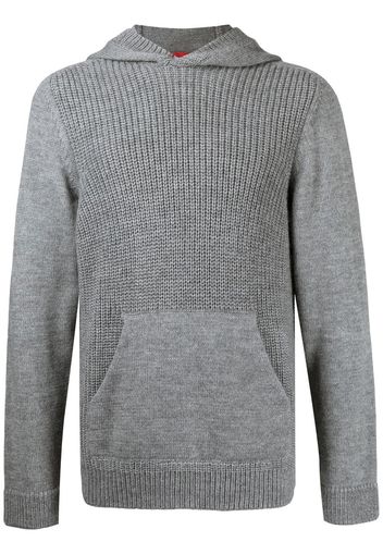 Isaia English-rib knitted hoodie - Grey