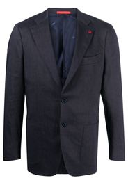 Isaia enamel-detail single-breasted blazer - Blue