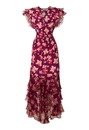 Isolda Pri Orquídea printed long dress - Orquídea F Bordô