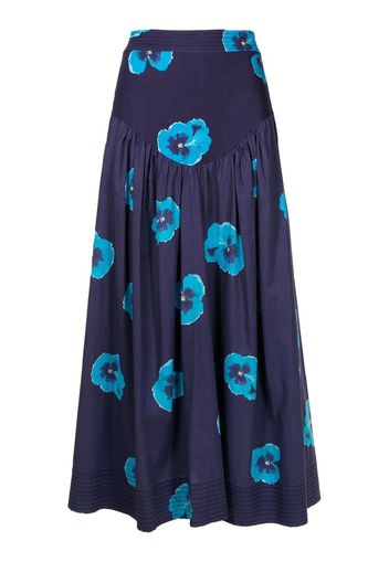 Isolda high-waisted floral-print skirt - Blue