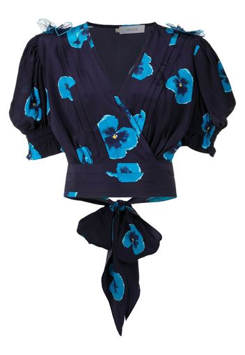 Isolda Lena floral-print wrap top - Blue