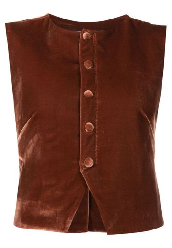 Isolda Luisa button-up velvet waistcoat - Brown