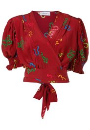 Isolda Lena motif-print wrap blouse - Red