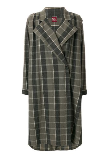 Issey Miyake Pre-Owned oversize check coat - Green