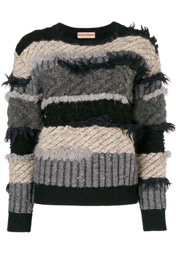 Issey Miyake Pre-Owned 80's frayed striped jumper - Black