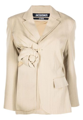 Jacquemus Baccala asymmetric cropped blazer - Neutrals