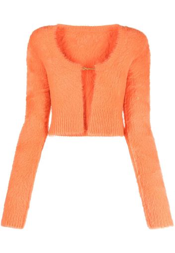 Jacquemus Pralù cropped logo plaque cardigan - Orange