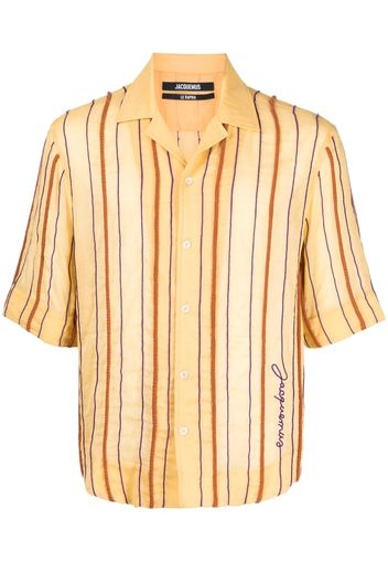 Jacquemus embroidered-logo striped shirt - Yellow