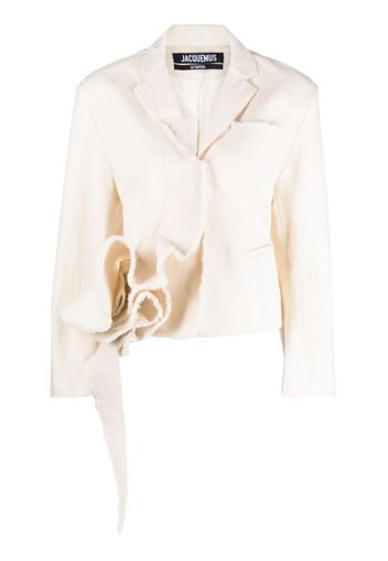 Jacquemus ruffle-detail cotton blazer - White