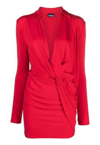 Jacquemus twist plunge jersey minidress - Red