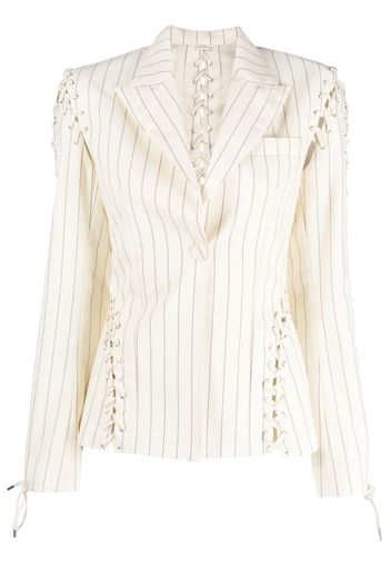 Jean Paul Gaultier lace-up striped blazer - Neutrals