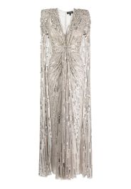 Jenny Packham Lotus Lady embellished cape gown - Grey