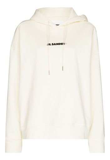 Jil Sander logo print drawstring hoodie - White