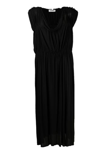 Jil Sander gathered tiered long dress - Black