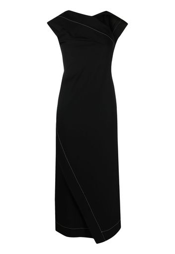 Jil Sander contrast stitching draped dress - Black
