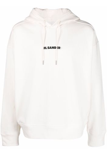 Jil Sander logo print cotton hoodie - White