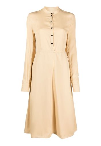 Jil Sander collarless long-sleeve midi dress - Neutrals