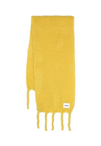 Jil Sander logo-patch mohair scarf - Yellow