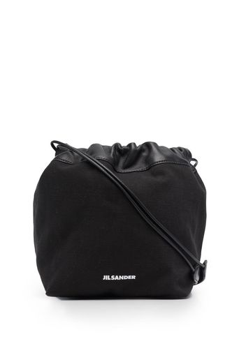 Jil Sander logo drawstring shoulder bag - Black