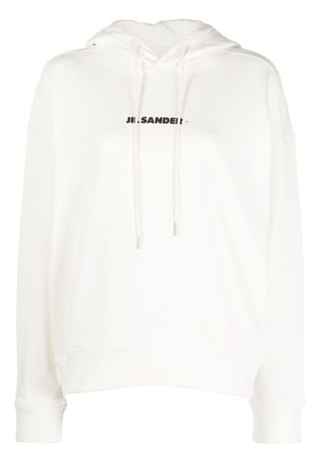 Jil Sander logo-print drawstring hoodie - White