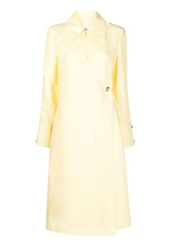 Jil Sander wrap long-sleeve midi dress - Yellow