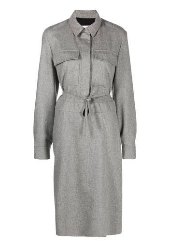 Jil Sander belted wool shirt dress - Grey