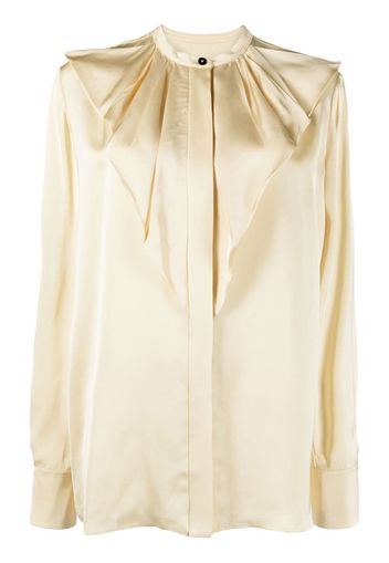 Jil Sander satin ruffled-placket blouse - Neutrals