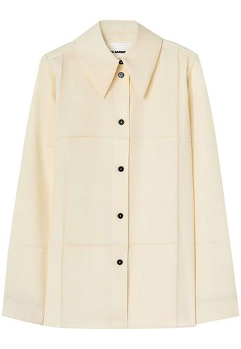 Jil Sander pointed-collar virgin-wool shirt - Neutrals