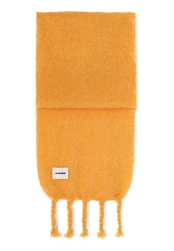 Jil Sander logo-patch detail knit scarf - Orange