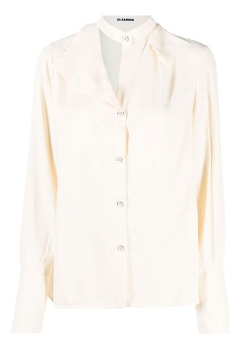 Jil Sander asymmetric-collar long-sleeved blouse - Neutrals