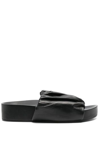 Jil Sander ruched leather slides - Black