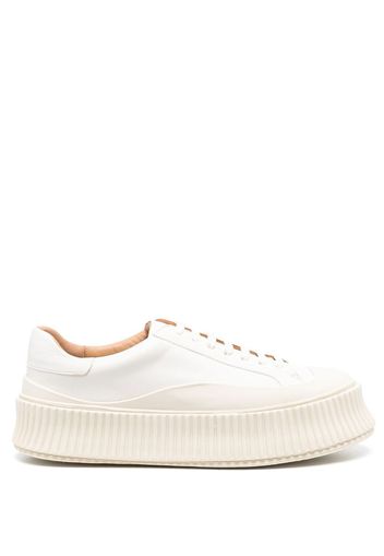 Jil Sander leather flatform sneakers - White