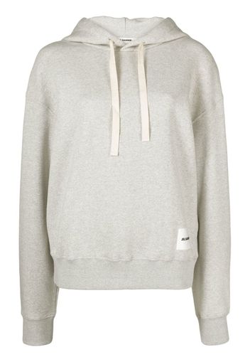 Jil Sander logo-patch drawstring hoodie - Grey