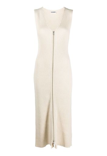 Jil Sander V-neck ribbed-knit midi dress - Neutrals