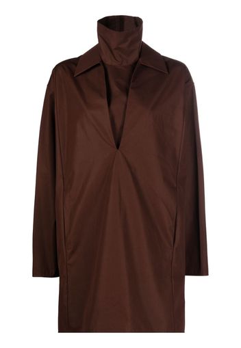 Jil Sander V-neck cotton shirtdress - Brown