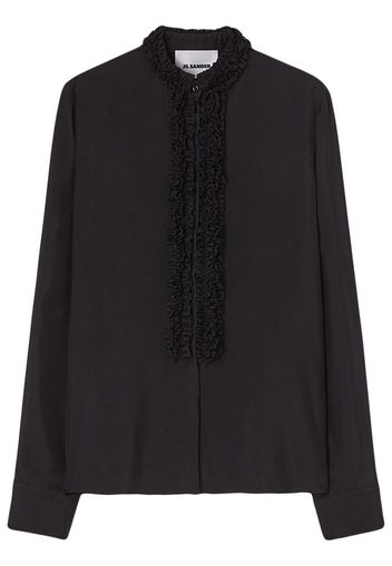 Jil Sander ruffle-trim long-sleeved shirt - Black