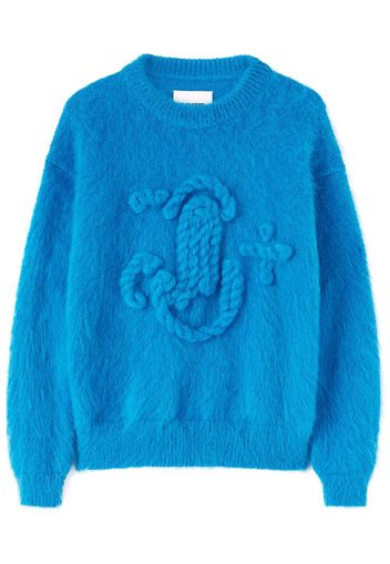 Jil Sander logo-embroidered chunky-knit jumper - Blue