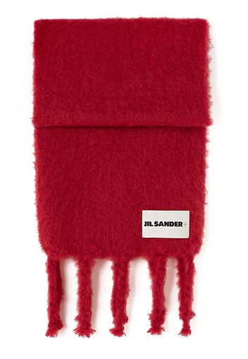 Jil Sander logo-patch chunky-knit scarf - Red