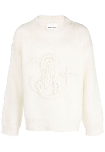 Jil Sander monogram-embroidered mohair-blend jumper - Neutrals