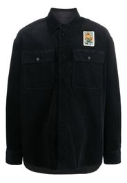 Jil Sander embroidered patch corduroy shirt - Blue