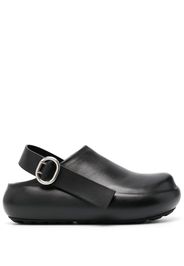 Jil Sander slingback flat leather clogs - Black