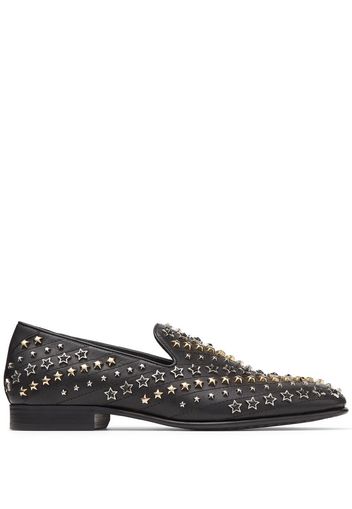 JIMMY CHOO Thame star-studded leather loafers - Black