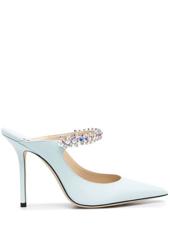 Jimmy Choo Bing 100mm crystal-embellished mules - Blue