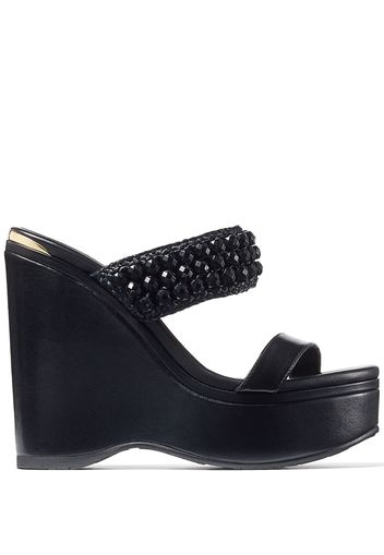 Jimmy Choo Amoure beaded wedge sandals - Black