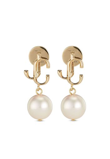 Jimmy Choo logo-lettering pearl earrings - Gold