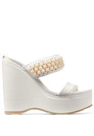 Jimmy Choo Amoure beaded wedge sandals - White